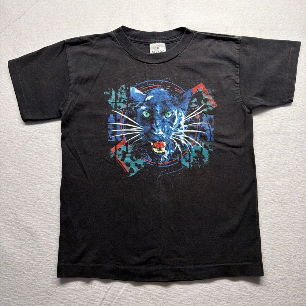 Vintage 90s Alore Black Panther Faded Black T-Shirt Kyler Sharp Boys 14–16 USA